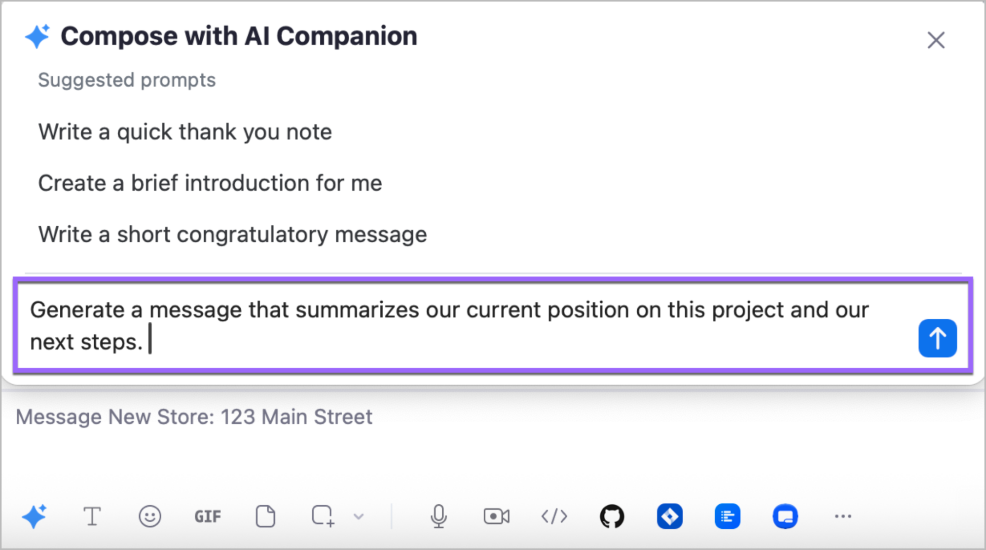 An image prompting AI Companion to summarize Zoom Team Chat Messages for Next Steps